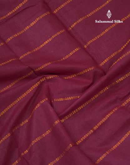 Beautiful Magenta Pure Sungudi Cotton Saree With Contrast Sandal Traditional Small Border