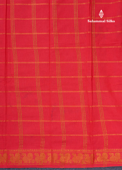 Beautiful Magenta Pure Sungudi Cotton Saree With Contrast Sandal Traditional Small Border