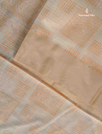 Kota Cotton Fancy Saree - Half White Colour Body Printed Design With Blouse
