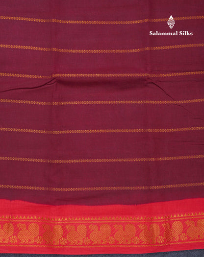 Beautiful Magenta Pure Sungudi Cotton Saree With Contrast Sandal Traditional Small Border
