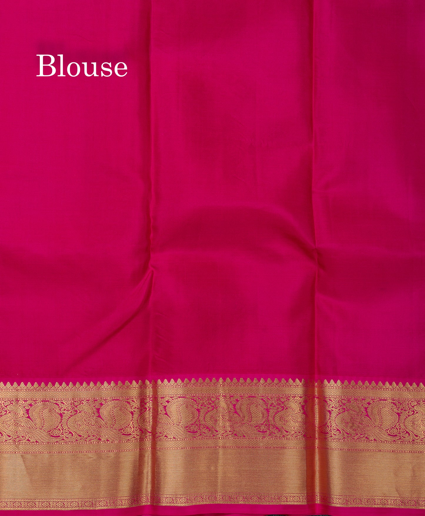 Beautiful Dual Tone Peacock Green Pure Kanjivaram Silk Saree With Contrast Pink Traditional Border