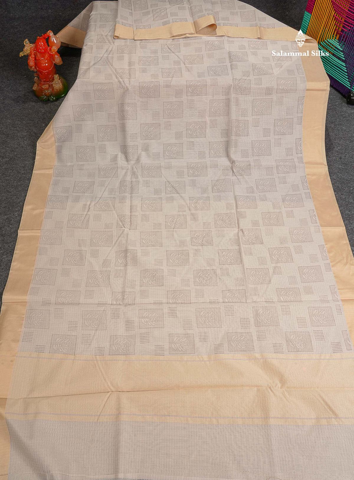 Kota Cotton Fancy Saree - Light Chocolate Colour Body Printed Design With Blouse