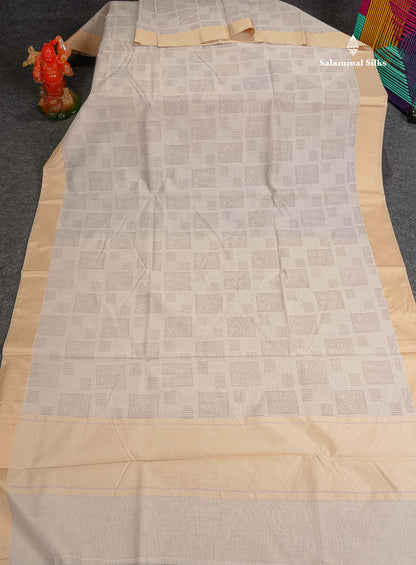 Kota Cotton Fancy Saree - Light Chocolate Colour Body Printed Design With Blouse