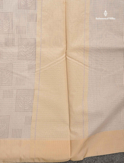 Kota Cotton Fancy Saree - Half White Colour Body Printed Design With Blouse