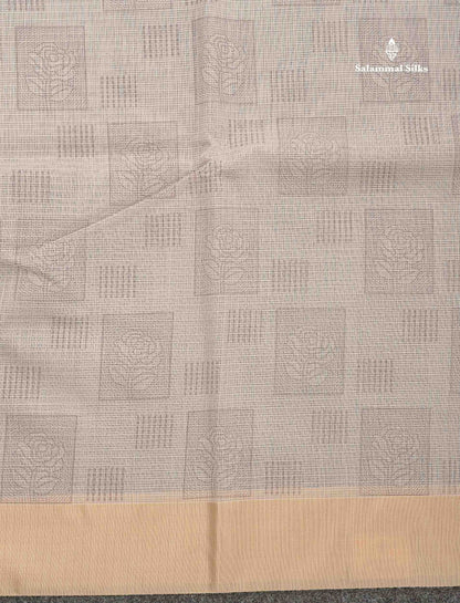 Kota Cotton Fancy Saree - Half White Colour Body Printed Design With Blouse