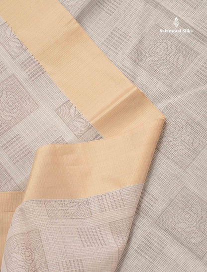 Kota Cotton Fancy Saree - Half White Colour Body Printed Design With Blouse