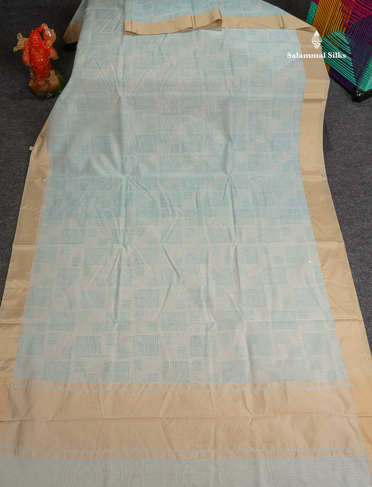 Kota Cotton Fancy Saree - Light Blue Colour Body Printed Design With Blouse