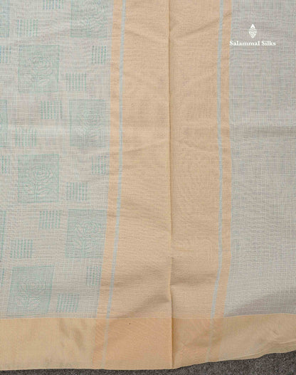 Kota Cotton Fancy Saree - Half White Colour Body Printed Design With Blouse