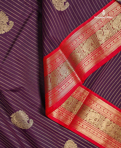 Semi Silk Saree -  Pista Green Zari Lines Butta With Contrast Redish Pink Traditional Evening Morning Border