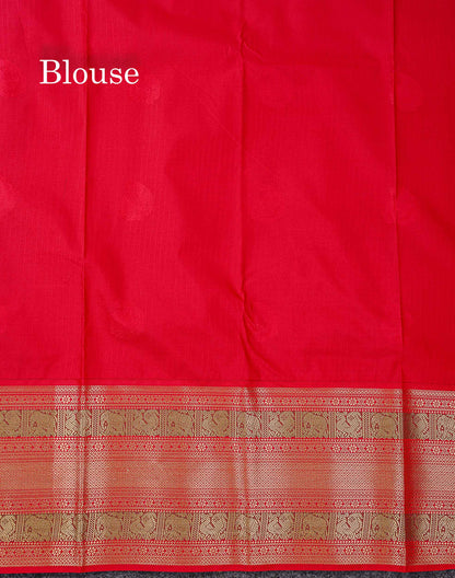 Semi Silk Saree -  Pista Green Zari Lines Butta With Contrast Redish Pink Traditional Evening Morning Border