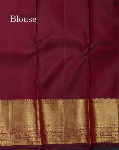 Beautiful Magenta Pure Kanjivaram Silk Saree With Traditional Evening Morning Border