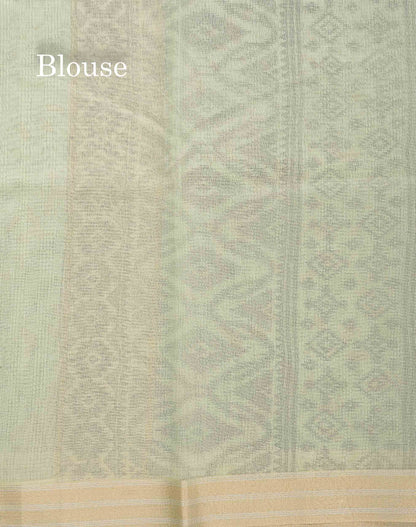 Kota Cotton Fancy Saree - Pista Green Colour Body Floral Design With Fancy Border