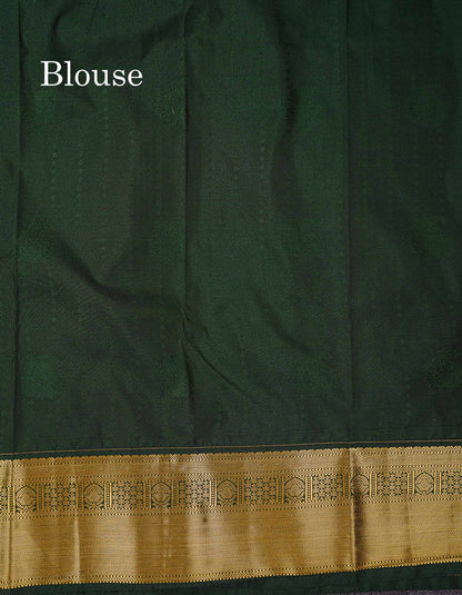 Semi Silk Saree -  Rani Pink Mango Butta With Lines Along With Contrast Bottle Green Border