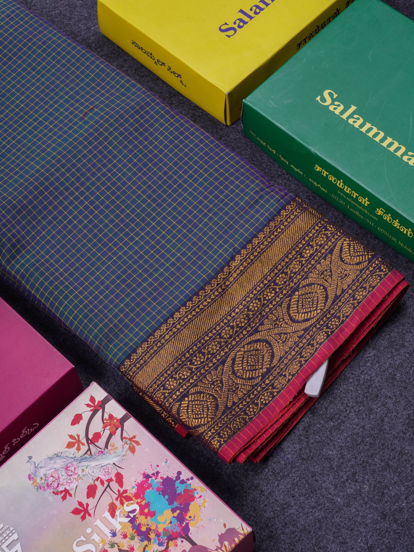 Beautiful Pista Green Small Checks Pure Cotton Saree With Traditional Evening Morning Border