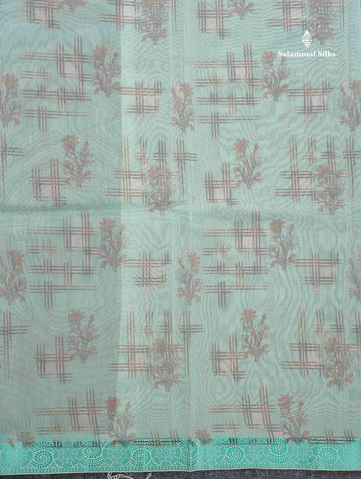 Kota Cotton Saree - Sea Green Colour Body Printed With Fancy Border