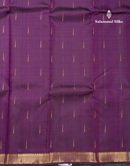 Beautiful Dark Purple Pure Kanjivaram Silk Saree With Traditional Small Border