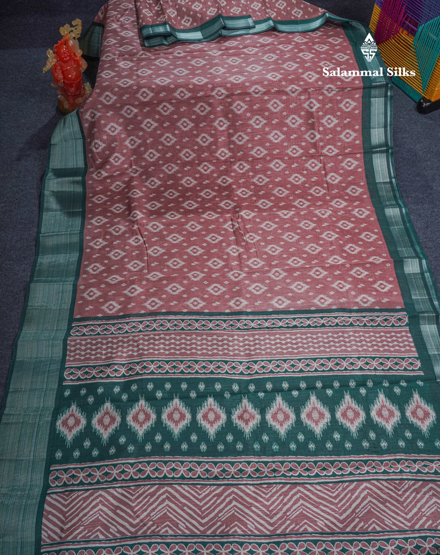 Beautiful Ramar Blue Mixed Cotton Saree With Contrast Reddish Maroon Tissue Border