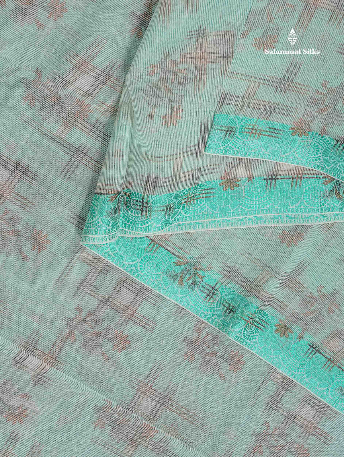 Kota Cotton Saree - Sea Green Colour Body Printed With Fancy Border