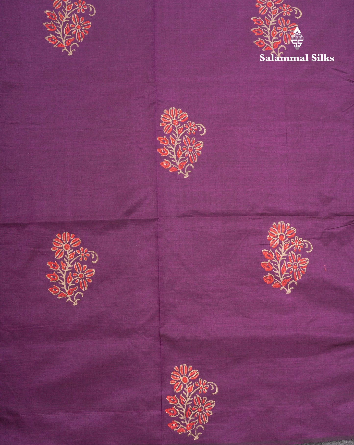 Magenta South Cotton Printed Saree With Contrast Cream Sandal Blouse