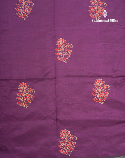 Magenta South Cotton Printed Saree With Contrast Cream Sandal Blouse