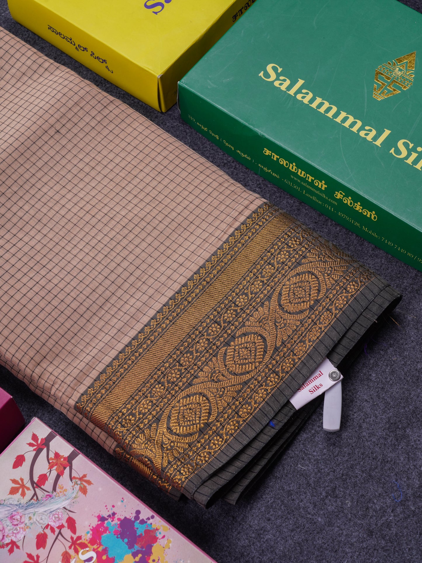 Beautiful Pista Green Small Checks Pure Cotton Saree With Traditional Evening Morning Border