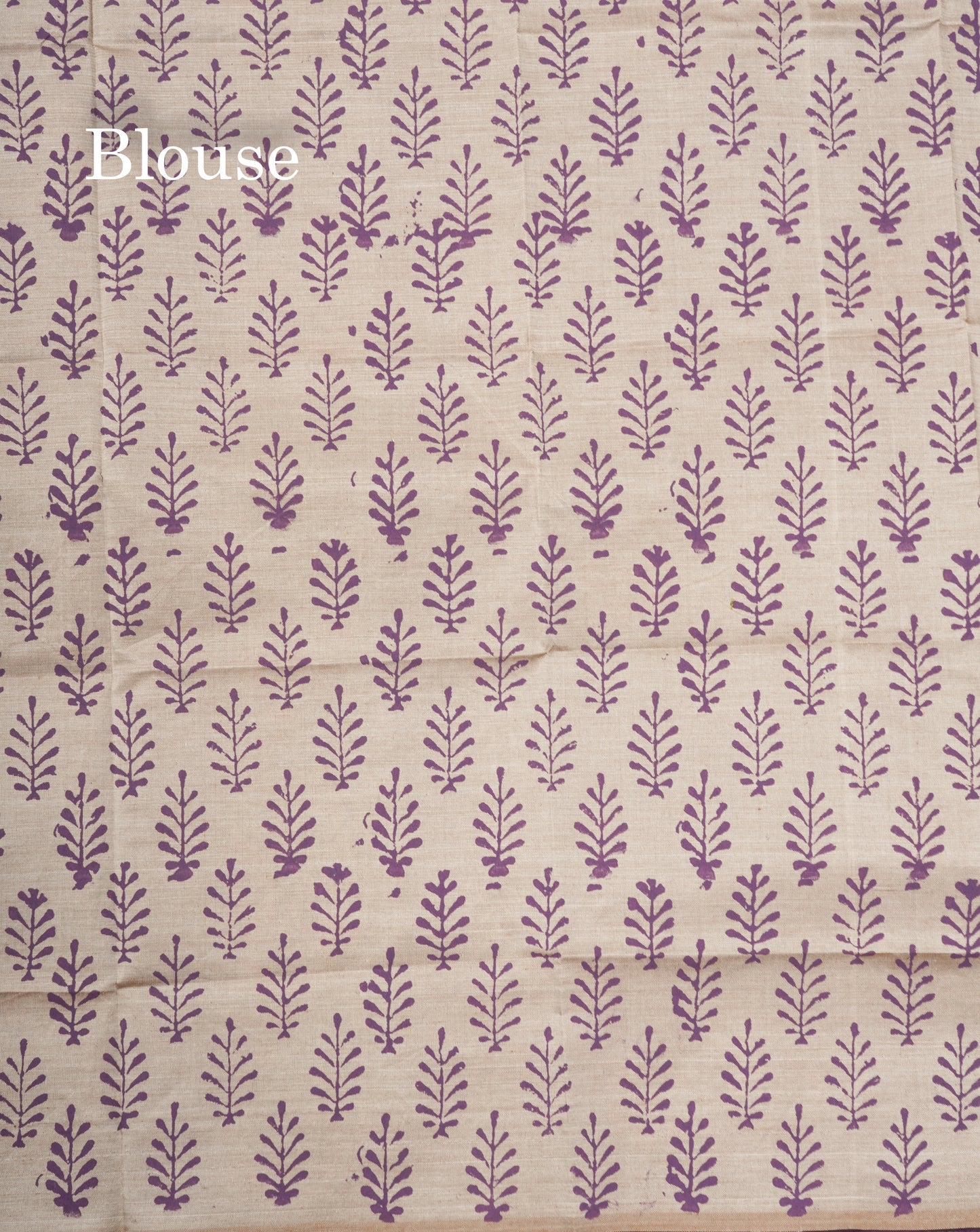 Magenta South Cotton Printed Saree With Contrast Cream Sandal Blouse