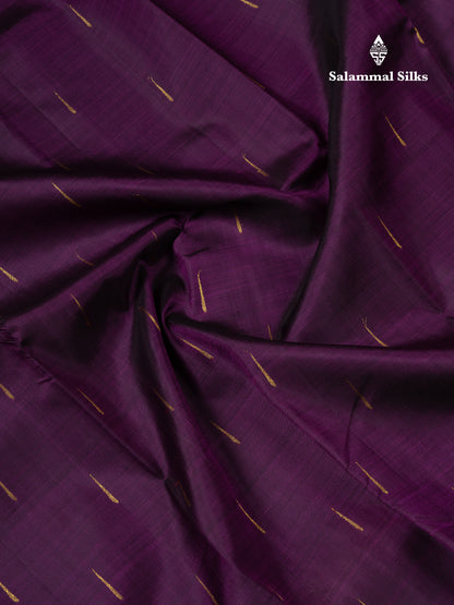 Beautiful Dark Purple Pure Kanjivaram Silk Saree With Traditional Small Border