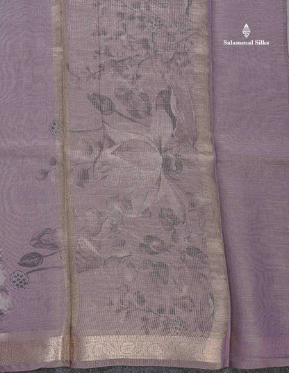 Silk Kota Mix - Light Lavender Vaira Oosi Lines Fancy Saree With Small Border