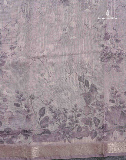 Silk Kota Mix - Light Lavender Vaira Oosi Lines Fancy Saree With Small Border