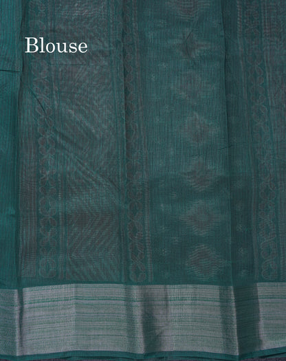 Beautiful Ramar Blue Mixed Cotton Saree With Contrast Reddish Maroon Tissue Border