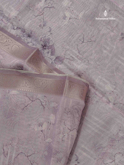 Silk Kota Mix - Light Lavender Vaira Oosi Lines Fancy Saree With Small Border