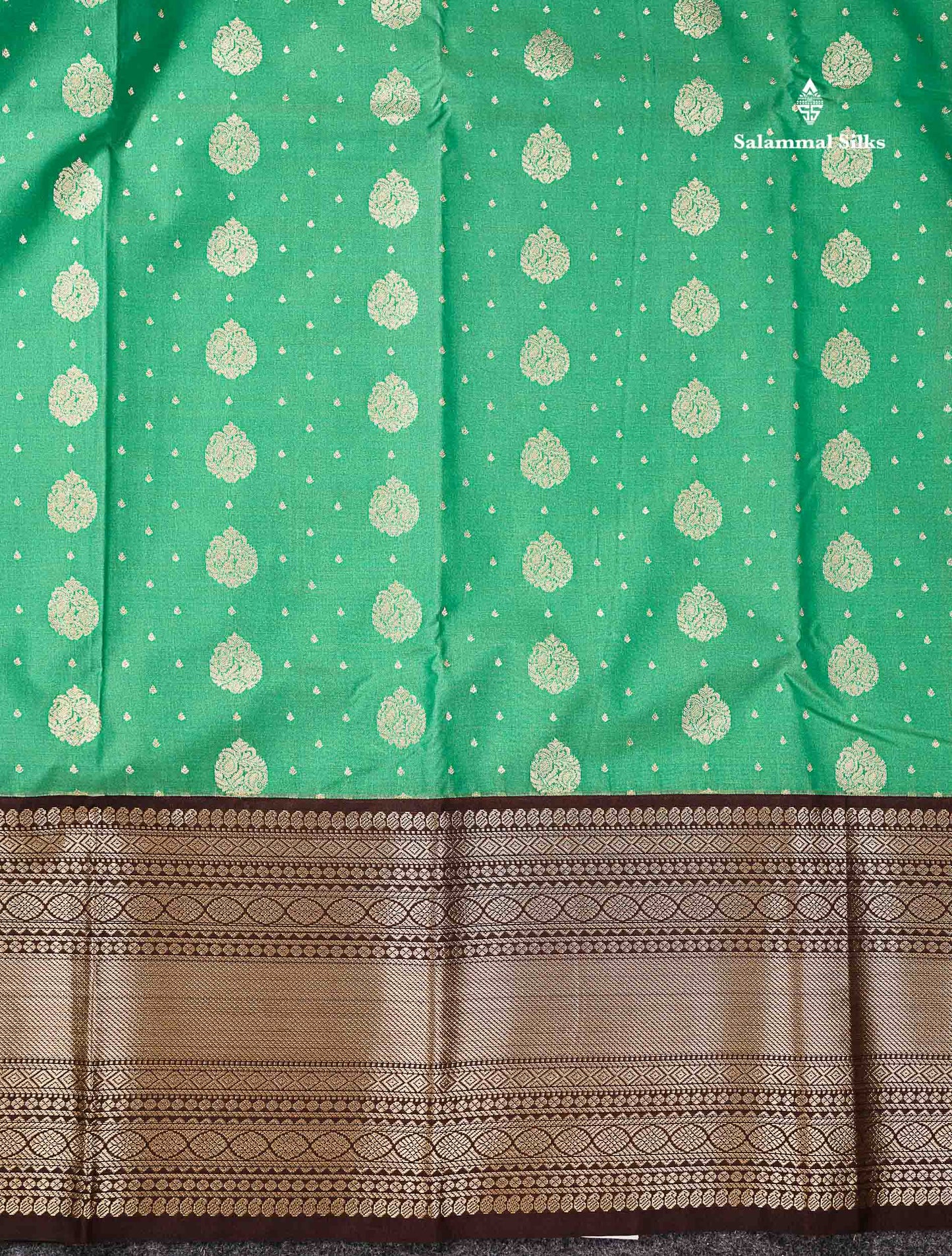 Semi Silk Saree - Peach Zari Butta Along With Contrast Dark Brown Traditional Evening Morning Border