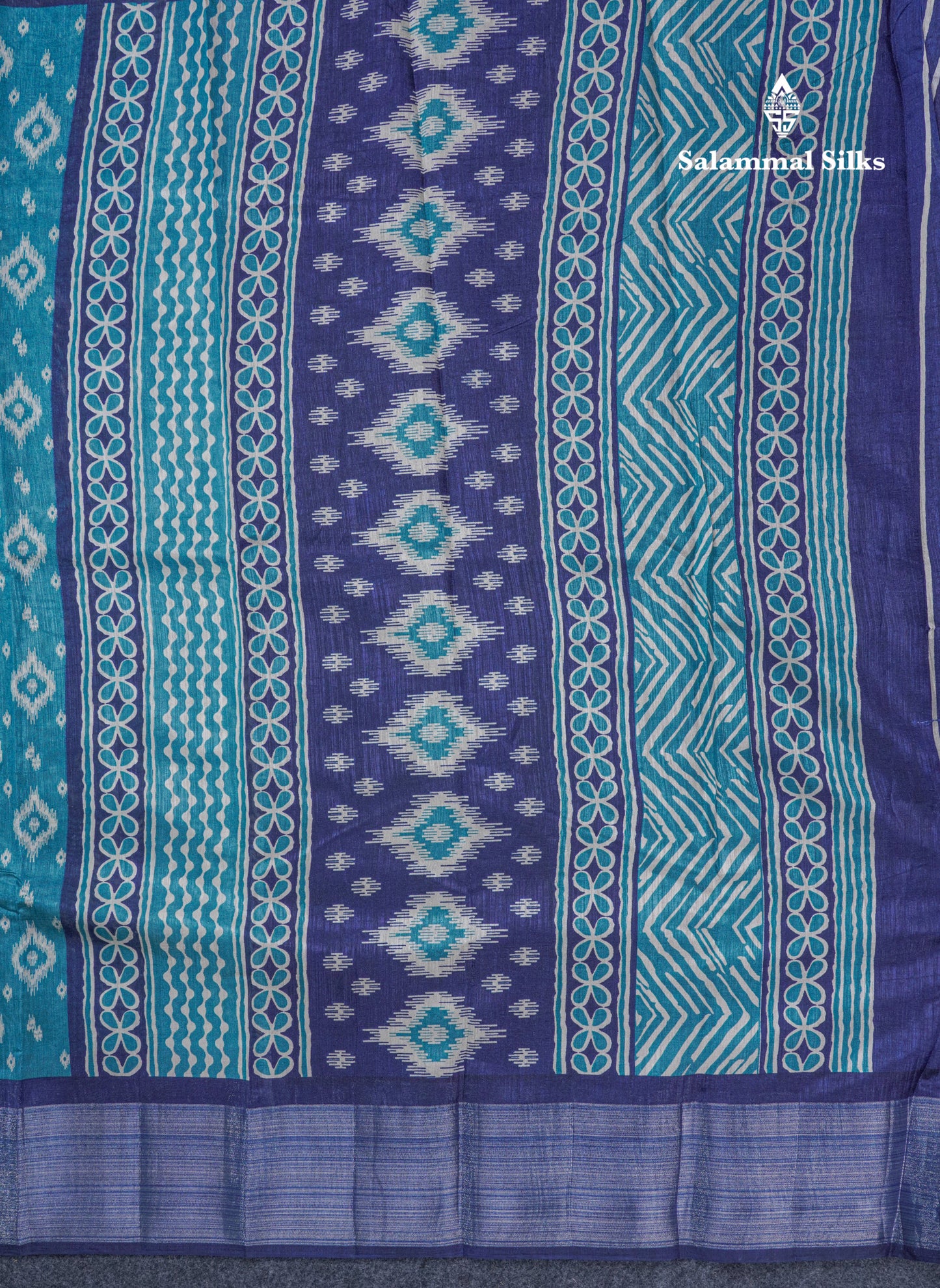 Beautiful Ramar Blue Mixed Cotton Saree With Contrast Reddish Maroon Tissue Border