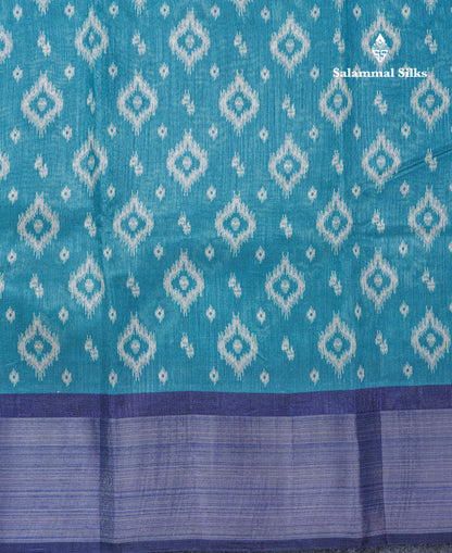 Beautiful Ramar Blue Mixed Cotton Saree With Contrast Reddish Maroon Tissue Border