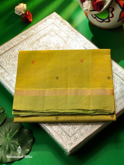 Beautiful Grey Thread Work Butta Handloom Pure Cotton Saree With Contrast Black Blouse