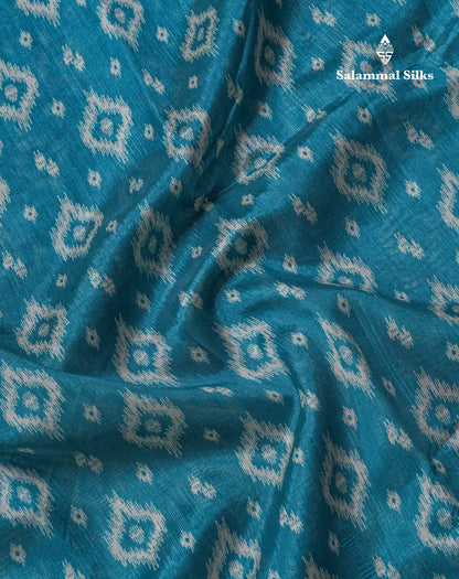 Beautiful Ramar Blue Mixed Cotton Saree With Contrast Reddish Maroon Tissue Border
