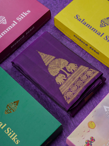 Beautiful Dark Purple Fancy Pure Kanjivaram Silk Saree With Blouse