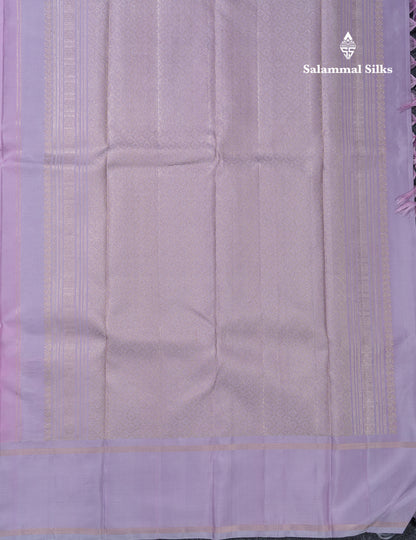 Beautiful Light Pink Pure Kanjivaram Silk Saree With Contrast Light Lavender Traditional Gap Border
