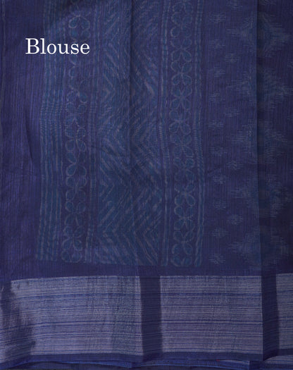 Beautiful Ramar Blue Mixed Cotton Saree With Contrast Reddish Maroon Tissue Border