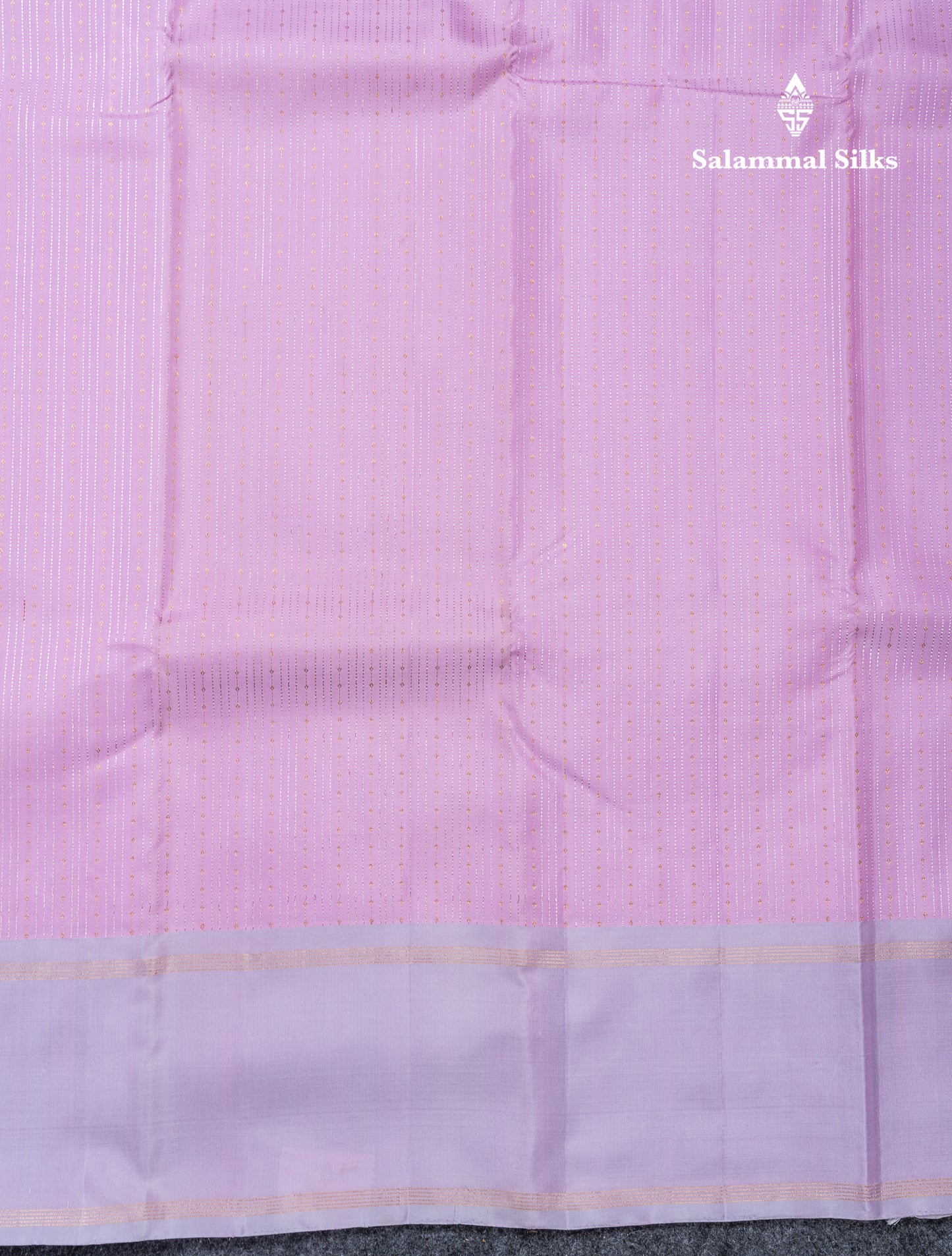 Beautiful Light Pink Pure Kanjivaram Silk Saree With Contrast Light Lavender Traditional Gap Border