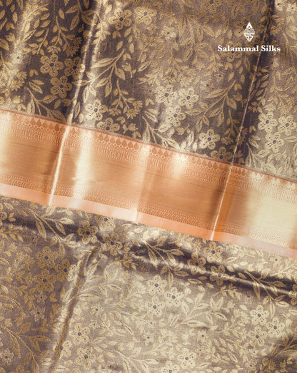 Blue Shade Bridal Tissue Semi Silk Saree With Contrast Peach Border