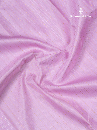 Beautiful Light Pink Pure Kanjivaram Silk Saree With Contrast Light Lavender Traditional Gap Border