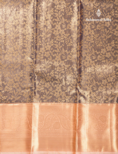 Blue Shade Bridal Tissue Semi Silk Saree With Contrast Peach Border