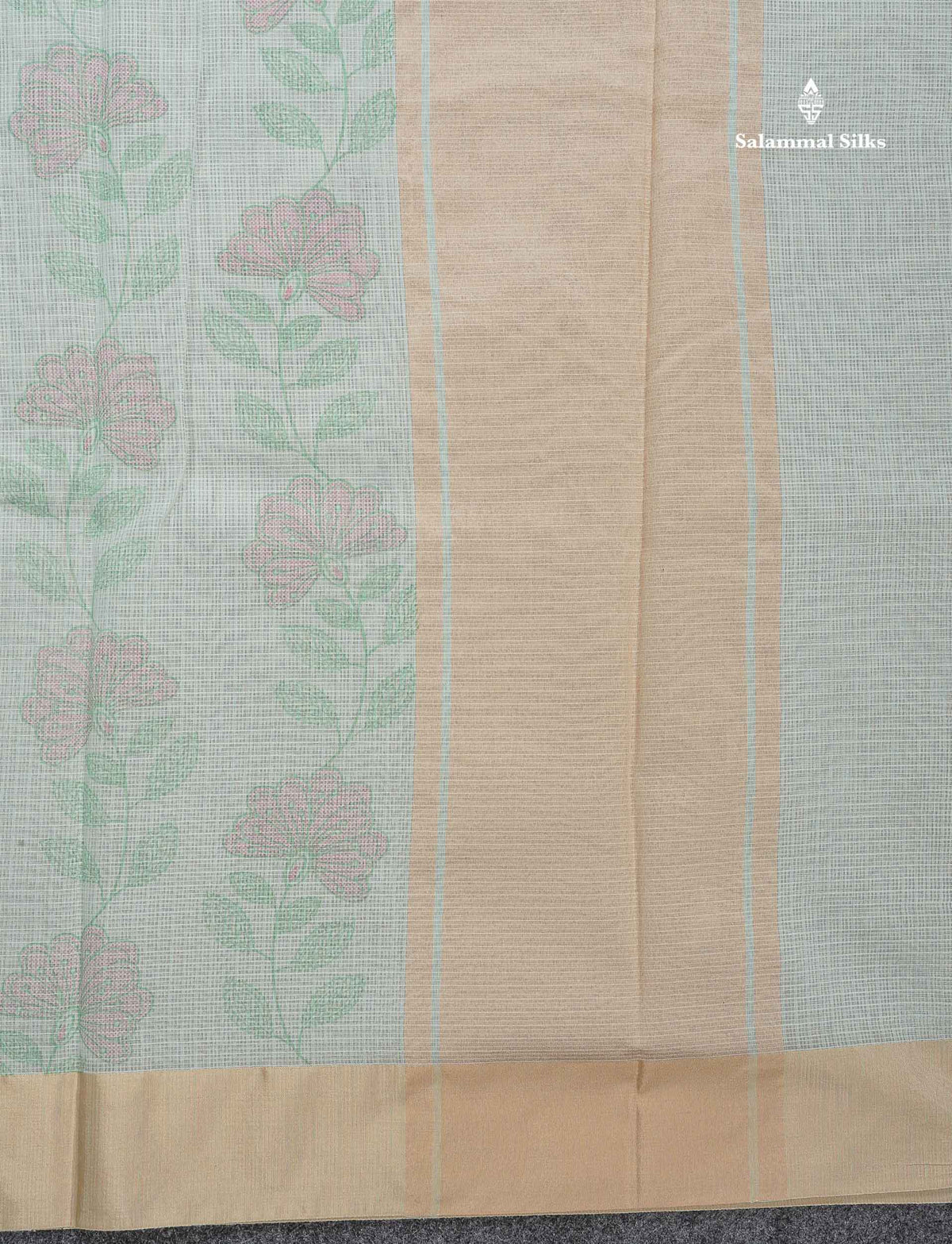 Beautiful Pastel Blue Kota Cotton Fancy Saree With Contrast Sandal Plain Border