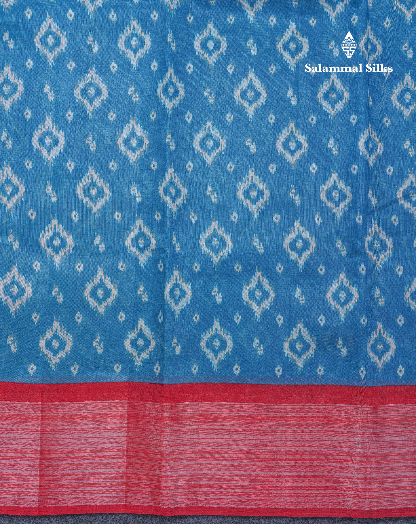 Beautiful Ramar Blue Mixed Cotton Saree With Contrast Reddish Maroon Tissue Border