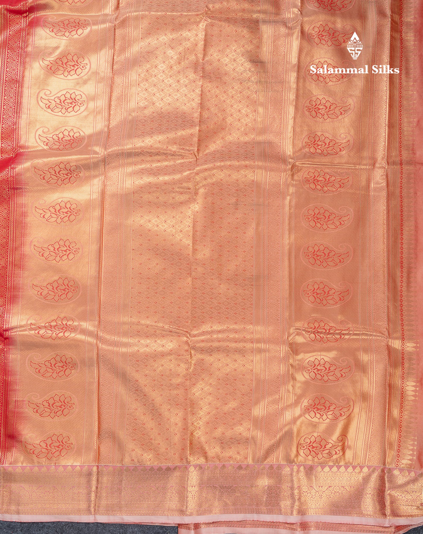 Beautiful Dual Tone Redish Pink Semi Silk Saree With Contrast Peach Border