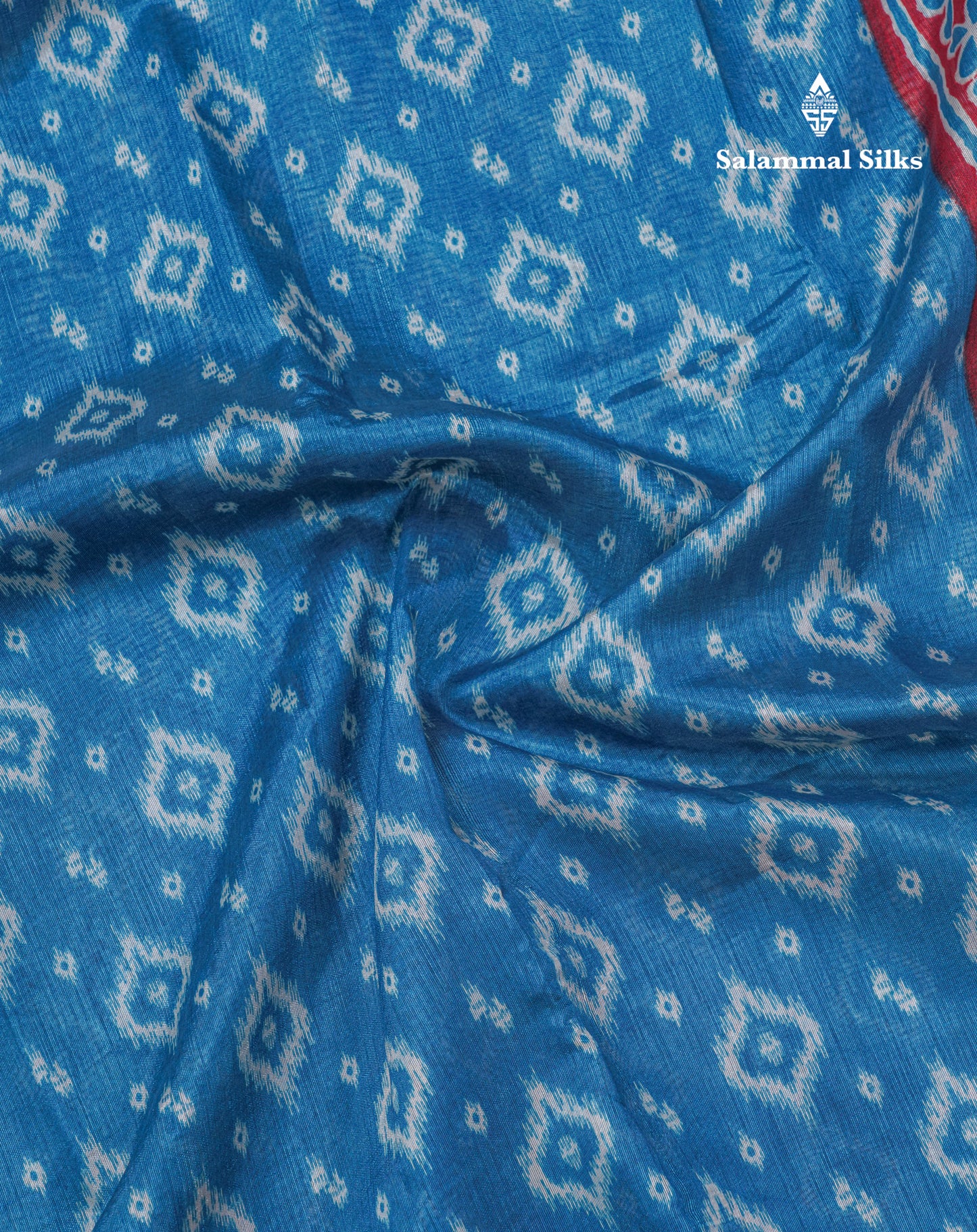 Beautiful Ramar Blue Mixed Cotton Saree With Contrast Reddish Maroon Tissue Border
