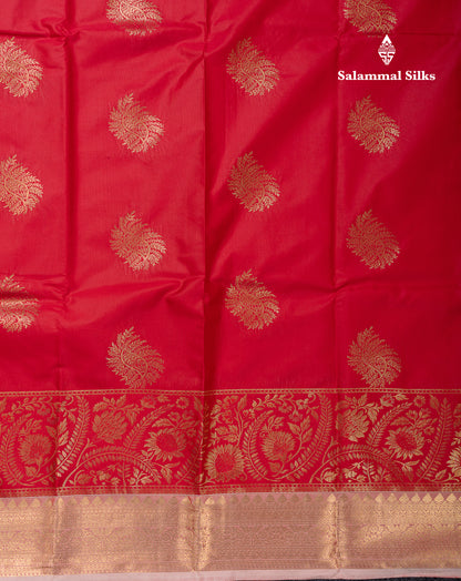 Beautiful Dual Tone Redish Pink Semi Silk Saree With Contrast Peach Border