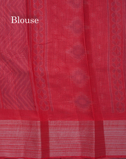 Beautiful Ramar Blue Mixed Cotton Saree With Contrast Reddish Maroon Tissue Border