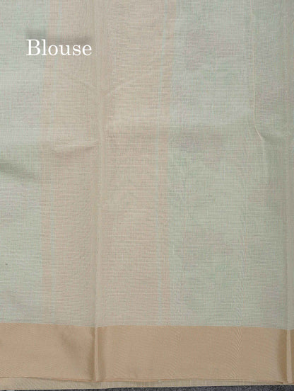 Beautiful Pastel Blue Kota Cotton Fancy Saree With Contrast Sandal Plain Border